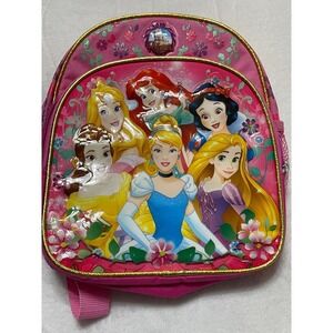 Disney Princess Pink Mini Backpack Cinderella Belle Ariel Rapunzel 11 Inch Bag